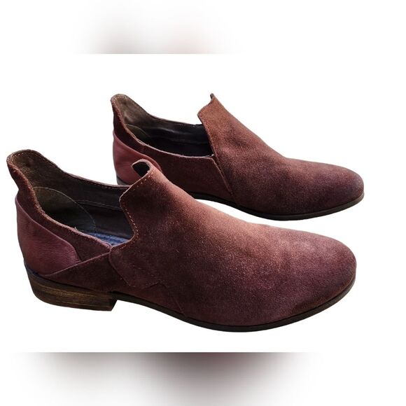 Diba True Ankle Boots Boho Suede Leather Flat Bootie Cottage Fairy Burgundy 10 - Picture 7 of 14